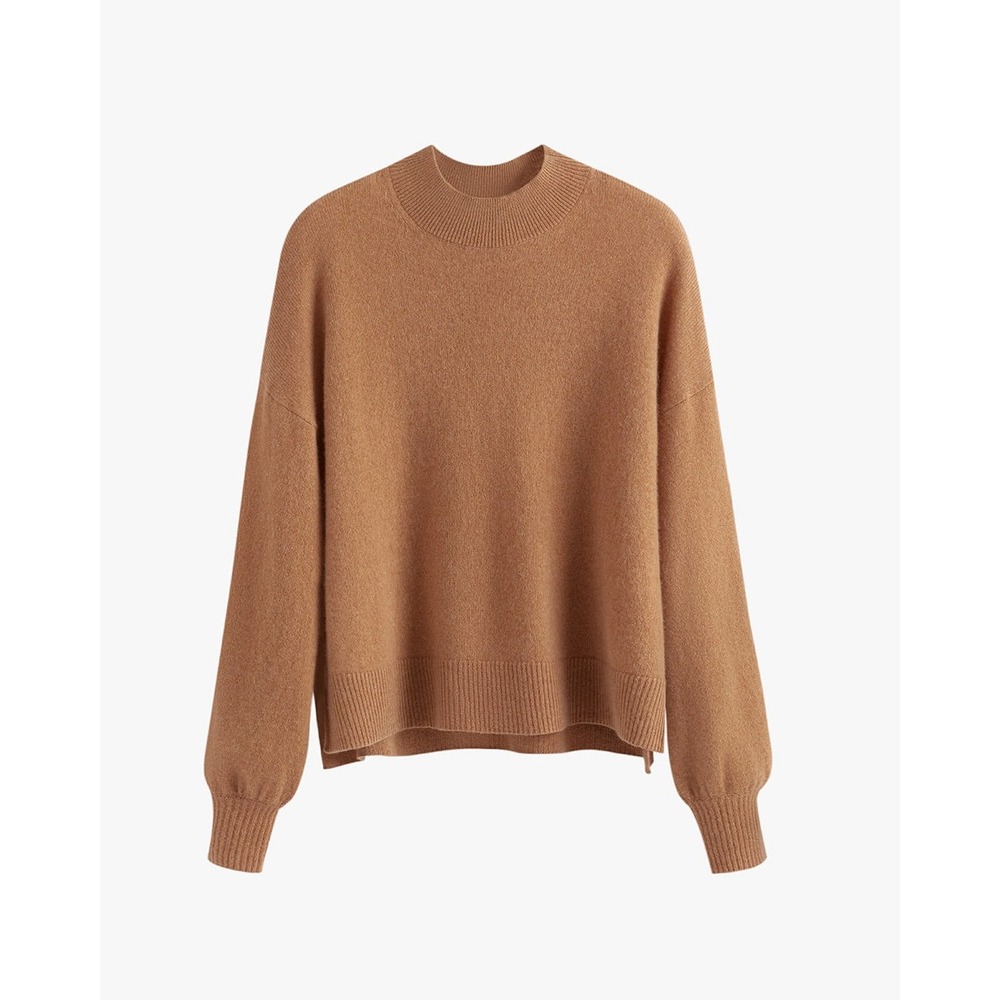 Cuyana Sweater Single Origin 100% Cashmere Cropped Camel Tan XL